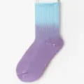 Gradient mid-tube cotton socks for women, blue and purple stylish casual wear daily use. - Kids' Style Blue & Purple
