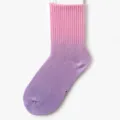 Women gradient cotton crew socks spring summer colorful fashion casual mid tube socks - Kids' Style Pink and Purple