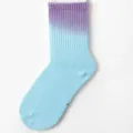 Gradient tie dye cotton mid calf socks women colorful sports socks breathable casual wear - Kids' Style Purple & Blue