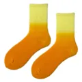 Gradient tie-dye mid-calf cotton socks for women and couples, spring summer casual sports wear. - One Size / Yellow Orange