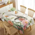 Mantel de mesa rectangular impermeable con un hermoso patrón floral de primavera y libélulas. - 70x40cm / 2