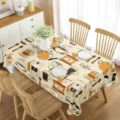 Mantel rectangular impermeable con elegante diseño de café en negro y amarillo para decoración. - 70x40cm / Estilo 2