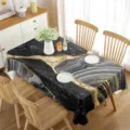 Mantel rectangular impermeable con diseño de mármol y ágata con detalles dorados elegantes. - Estilo 7