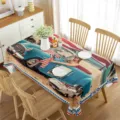 Mantel rectangular impermeable estampado con coche de playa vintage para decoración. - 6