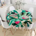 Vista detallada de un mantel redondo decorativo con diseño floral botánico abstracto moderno en casa. - 150cm / Estilo 3