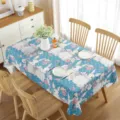Tovaglia rettangolare impermeabile con motivo a coniglietto e fiori per decorare la sala da pranzo. - Stile 7