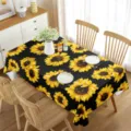 Waterproof rectangular tablecloth featuring elegant sunflower pattern for dining table decor. - Style 5