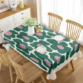 Mantel rectangular impermeable de estilo minimalista con ilustración floral abstracta. - 5