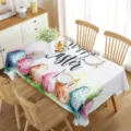 Mantel de mesa de Pascua impermeable rectangular con huevos lindos y decoracion floral. - 70x40cm / Estilo 4