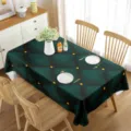 Mantel rectangular impermeable de color verde oscuro con bonito patrón de rombos para comedor. - Estilo 5
