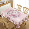 Tovaglia da tavolo di Natale rosa impermeabile rettangolare per decorazione festa di casa - Stile 8