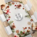 Mantel rectangular impermeable de Navidad con diseño estampado de piñas y regalos. - 70x40cm / Estilo 3