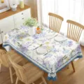 Tovaglia rettangolare impermeabile con elegante motivo floreale primaverile per arredamento. - 5