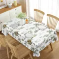 Detailed view of waterproof rectangular tablecloth with fresh summer botanical and floral print. - Style 8