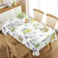 Dettaglio di tovaglia pasquale con simpatici coniglietti e pulcini stampati in stile acquerello. - Modello 5