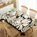 Tovaglia floreale moderna nera e crema per sala da pranzo tovaglia rettangolare impermeabile - 6