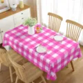 Mantel de cuadros rosa y blanco con borde ondulado, cubierta de mesa rectangular. - 70x40cm / Estilo 3