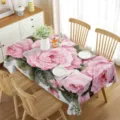 Elegante mantel de rosas rosas impermeable rectangular funda de mesa para primavera - 70x40cm / Estilo 2