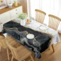 Tovaglia rettangolare impermeabile con motivo in marmo e onde dorate per il tavolo da pranzo. - 70x40cm / modello 3