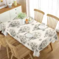 Rectangular waterproof tablecloth detail showcasing elegant vintage paisley and leaf patterns. - Style 6