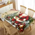 Christmas tablecloth rectangular holiday dining table cover with Santa Claus and pine tree design. - 12