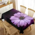 Stunning rectangular waterproof tablecloth with a large purple floral pattern for dining table. - 11 / 70x40cm