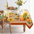 Nappe de table rectangulaire imperméable d'automne avec citrouille tournesol écureuil décoration - 70x40cm / 11