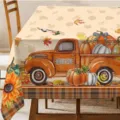 Nappe d'automne citrouille rectangulaire imperméable vieux camion couverture de table déco - 70x40cm / 10