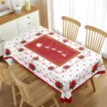 Mantel de navidad rectangular impermeable con diseño de Papá Noel reno y flores rojas. - 70x40cm / Estilo 3