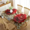 Mantel rectangular impermeable con estampado de rosas rojas 3D para una elegante decoración de comedor. - 70x40cm / Estilo 1