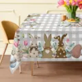 Mantel de Pascua impermeable rectangular lindo conejo cubierta de mesa para comedor - 70x40cm / Estilo 2