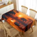 African sunset elephant tablecloth waterproof rectangular table cover home decor - 70x40cm / African Elephant