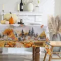 Mantel rectangular impermeable de otoño cosecha calabaza para bonita decoración de mesa - 70x40cm / 1
