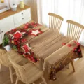 Christmas waterproof rectangular tablecloth with vintage wood grain and berry pattern for dining. - 70x40cm / 1