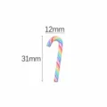 Miniature rainbow candy cane resin DIY accessory with 12x31mm dimensions and weight - Small Rainbow Fine Stripe