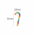 Miniature rainbow striped resin candy cane for Christmas DIY crafts and holiday scenes 31mm - Small Rainbow Broad Stripe