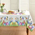 Mantel de Pascua rectangular impermeable flores huevos impresión cubierta de mesa - 70x40cm / Estilo 4