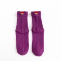 Purple ribbed crew socks with rainbow heart embroidery, cute Korean student style. - One Size / Purple