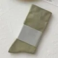 Solid color sage green mid-calf cotton socks casual daily wear basic style women socks - One Size / Dark Green