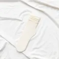 Beige Samt Wadenlange Stacksocken, weiche einfarbige Freizeitsocken fuer Damen und Maedchen. - Einheitsgröße / Creme