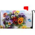 Bunte Blumen Briefkastenabdeckung mit Willkommen Text, wetterfestes Textil für Garten. - 6