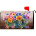 Housse de boîte aux lettres florale vibrante avec de jolies fleurs pour décoration de jardin. - 46x54cm Magnétique / Style 2