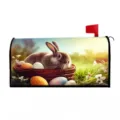 Housse de boîte aux lettres magnétique de Pâques avec lapin mignon et œufs colorés pour jardin. - Housse magnétique pour boîte aux lettres 46x54 / Style 3