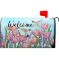 Magnetische Briefkastenabdeckung mit bunten Frühlingsblumen Tulpen und Kolibris. - 46x54 magnetische Briefkastenabdeckung / 1