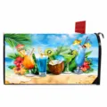 Magnetic mailbox cover outdoor summer beach cocktail tropical floral waterproof decor - 46x53cm Magnets / Style 3