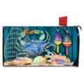 Magnetic mailbox cover with summer nautical crab and shells design, outdoor decoration wrap. - 46x53cm Magnets / Style 1