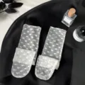 Calzini bianchi da donna in pizzo cuore, calze a metà tubo in mesh traspirante estive. - Taglia unica / Cuore singolo bianco