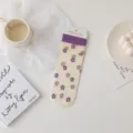 Chaussettes transparentes pour femme, motif de fleurs violettes, style d'été élégant. - Taille unique / Violet à Fleurs