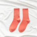 Solid coral orange mid-tube socks for women, trendy Japanese style breathable casual socks. - One Size / Watermelon red