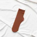 Women's caramel brown velvet mid tube stackable socks thin silky solid color hosiery item. - One Size / Caramel color